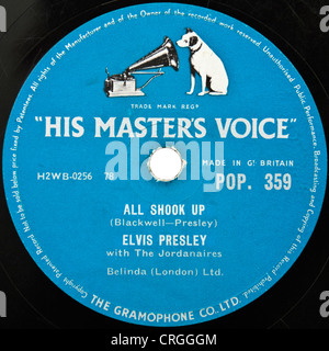 Elvis Presley - All Shook Up (50er Jahre original 78er Schellack Datensatz, HMV POP.359) Stockfoto