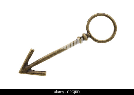 Antike Schlüssel isoliert auf weißem Hintergrund Stockfoto