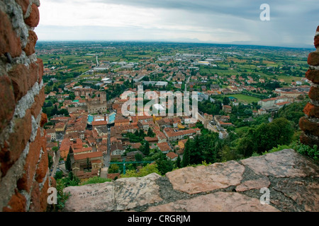 Blick auf Cityfrom die Burg; Castello Superiore, Italien, Veneto, Marostica Stockfoto