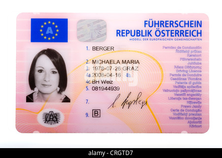 Österreichischen EU-Führerschein, Österreich Stockfoto