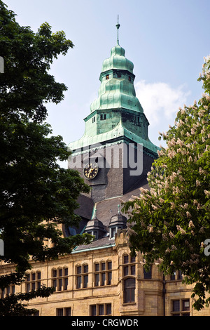 Turm des Rathauses Recklinghausen, Recklinghausen, Ruhrgebiet, Nordrhein-Westfalen, Deutschland Stockfoto