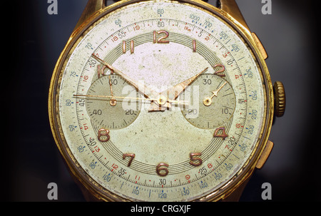 Alte analoge Uhr, Makroaufnahme Stockfoto