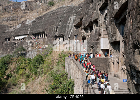 Ajanta Höhlen. Maharashtra. Indien Stockfoto