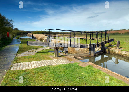 Bude Kanal; Wanderweg; Schleusentore; Cornwall; UK Stockfoto