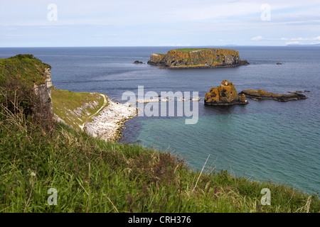 Larrybane Kopf und Schafe Insel an der Küste von North Antrim verwendet ein Drehort für Spiel der Throne Stockfoto