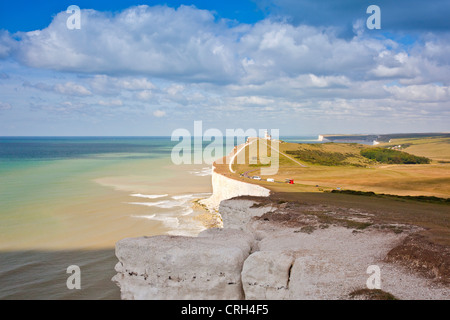 Der ursprüngliche Beachy Head Leuchtturm (1834) jetzt ein B & B bei Belle Tout auf der South Downs Way Wanderweg, East Sussex, England UK Stockfoto