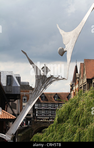 Lincoln City Centre Skulptur am Ufer Zentrum und Marktplatz Stockfoto