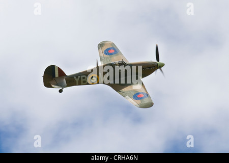 Eine Hawker Hurricane-Flugzeug. Teil der Battle of Britain Memorial Flight.e Stockfoto