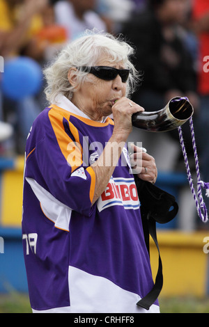 Fußball / Fußball-Fan des club Deportivo Saprissa, Costa Rica. Stockfoto