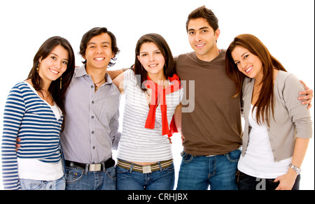Gruppe von lächelnden junge Erwachsenen nebeneinander stehen Stockfoto