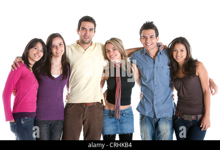 Gruppe von lässigen Jugendlichen nebeneinander stehen Stockfoto