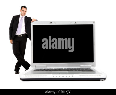 Geschäftsmann mit einem Laptop-computer Stockfoto