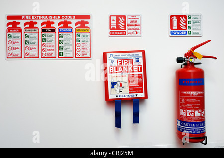 Einen kleinen Haushalt Feuerlöscher und Löschdecke, die sich für die  Bekämpfung eines kleinen Küche Feuer Stockfotografie - Alamy