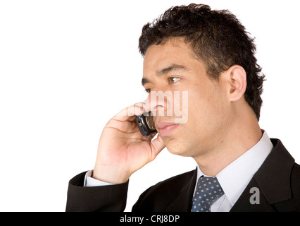 Business-Mann am Telefon mit einem ernsten Blick Stockfoto