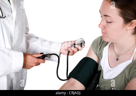 Arzt, Blutdruckmessung Stockfoto