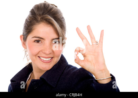 Business-Frau tut an ok Sign. Stockfoto