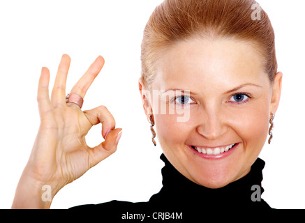 Business-Frau tut an ok Sign. Stockfoto