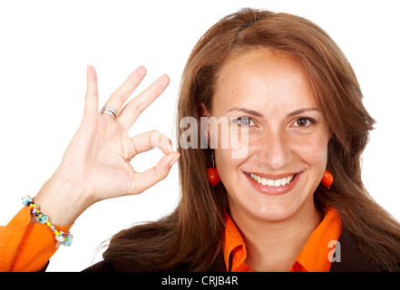 Business-Frau tut an ok Sign. Stockfoto