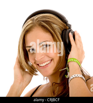 Mädchen Musik hören Stockfoto