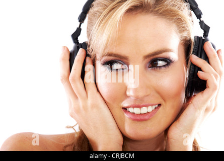 Mädchen Musik hören Stockfoto