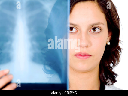 Ärztin, die Überprüfung einer xray Stockfoto