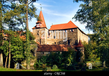die innen-Wasserburg auf einer Insel in der alten Stadt Lauf in der Nähe von Nürnberg, Deutschland, Bayern Stockfoto