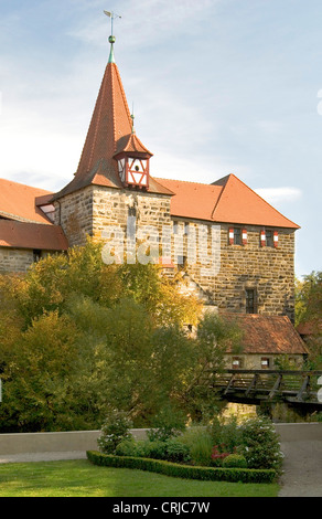 Innen-Wasserburg, Kaiserburg, auf einer Insel in der alten Stadt Lauf in der Nähe von Nürnberg, Deutschland, Bayern Stockfoto