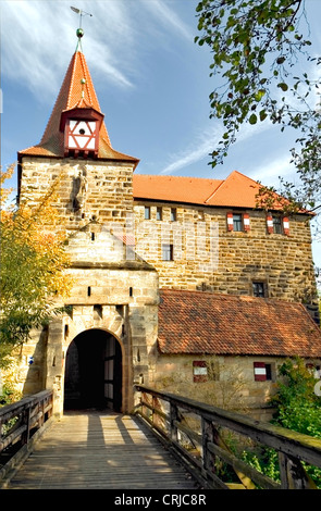 Innen-Wasserburg auf einer Insel in der alten Stadt Lauf in der Nähe von Nürnberg, Deutschland, Bayern Stockfoto