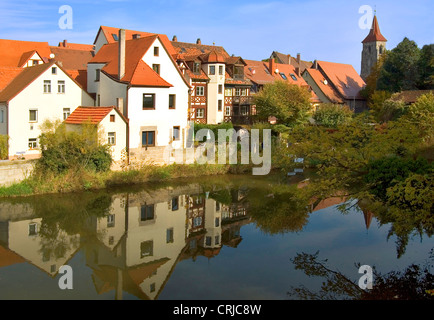 Stadt am Fluss Pegnitz in Bayern, Deutschland, Bayern Stockfoto