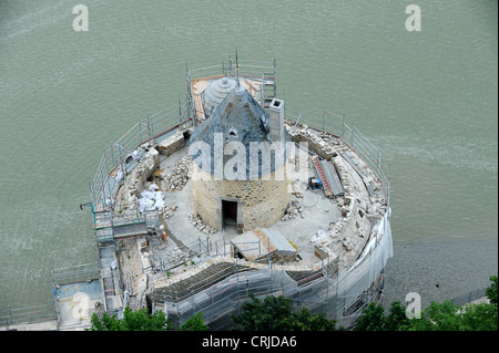 Le Mont Saint-Michel-Bauarbeiten Stockfoto