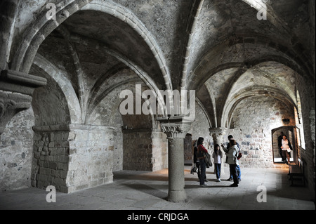 Le Mont Saint-Michel gotischen Innenraum Stockfoto