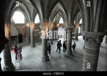 Le Mont Saint-Michel Interieur der Rittersaal Stockfoto