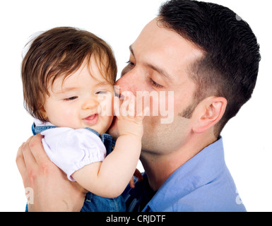 Vater und Tochter küssen Stockfoto