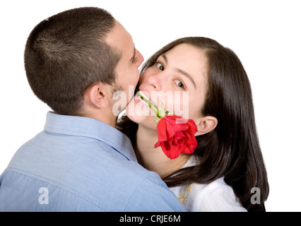 schönes paar - rote rose Stockfoto