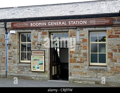 Bodmin Station auf Bodmin Wenford Dampf Eisenbahn Linie, Cornwall, Großbritannien Stockfoto