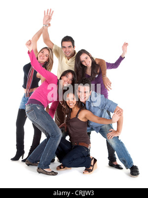 lässige Jugendgruppe glücklich lächelnd Stockfoto