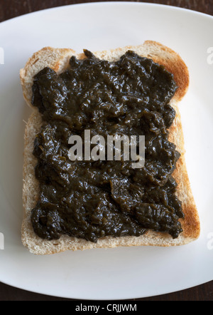 Walisischen Frühstück Laver Brot auf Toast Stockfoto