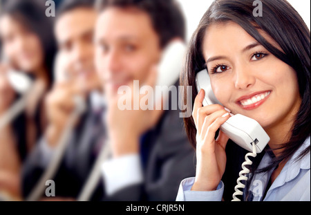 Kunden-Support-Team führen, von einem freundlichen Mädchen lächelnd in einem Büro Stockfoto