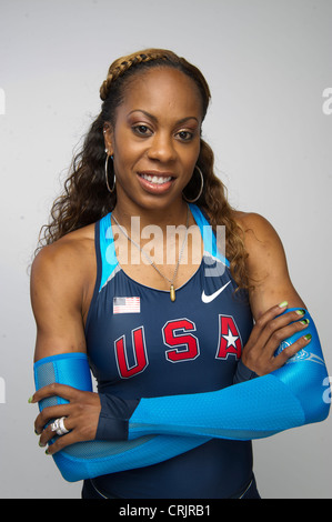Sprinter Sanya Richards-Ross auf das Team USA Media Summit in Dallas, Texas im Vorfeld der Olympischen Spiele 2012 in London. Stockfoto