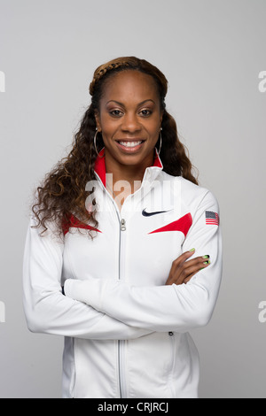 Sprinter Sanya Richards-Ross auf das Team USA Media Summit in Dallas, Texas im Vorfeld der Olympischen Spiele 2012 in London. Stockfoto