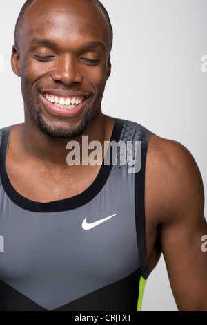 USA-t-400-Meter-gold-Medaillengewinner LaShawn Merritt stellt bei der USOC Media Summit Dallas, TX vor den Olympischen Spielen 2012 in London Stockfoto