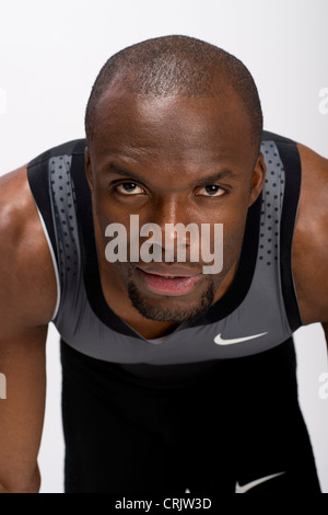 USA-t-400-Meter-gold-Medaillengewinner LaShawn Merritt stellt bei der USOC Media Summit Dallas, TX vor den Olympischen Spielen 2012 in London Stockfoto