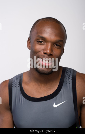 USA-t-400-Meter-gold-Medaillengewinner LaShawn Merritt stellt bei der USOC Media Summit Dallas, TX vor den Olympischen Spielen 2012 in London Stockfoto