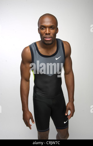 USA-t-400-Meter-gold-Medaillengewinner LaShawn Merritt stellt bei der USOC Media Summit Dallas, TX vor den Olympischen Spielen 2012 in London Stockfoto