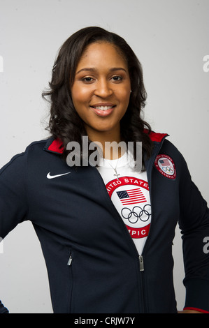 Basketball-Spieler Maya Moore stellt bei dem Team USA Media Summit in Dallas, Texas im Vorfeld der Olympischen Spiele 2012 in London. Stockfoto