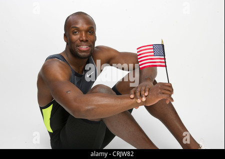 USA-t-400-Meter-gold-Medaillengewinner LaShawn Merritt stellt bei der USOC Media Summit Dallas, TX vor den Olympischen Spielen 2012 in London Stockfoto