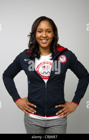 Basketball-Spieler Maya Moore stellt bei dem Team USA Media Summit in Dallas, Texas im Vorfeld der Olympischen Spiele 2012 in London. Stockfoto