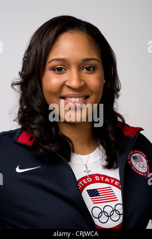 Basketball-Spieler Maya Moore stellt bei dem Team USA Media Summit in Dallas, Texas im Vorfeld der Olympischen Spiele 2012 in London. Stockfoto