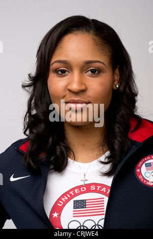 Basketball-Spieler Maya Moore stellt bei dem Team USA Media Summit in Dallas, Texas im Vorfeld der Olympischen Spiele 2012 in London. Stockfoto