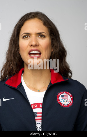 Amerikanische weibliche Volleyball-Spieler Logan Tom beim Team USA Media Summit in Dallas, Texas im Vorfeld der Olympischen Spiele 2012 in London Stockfoto